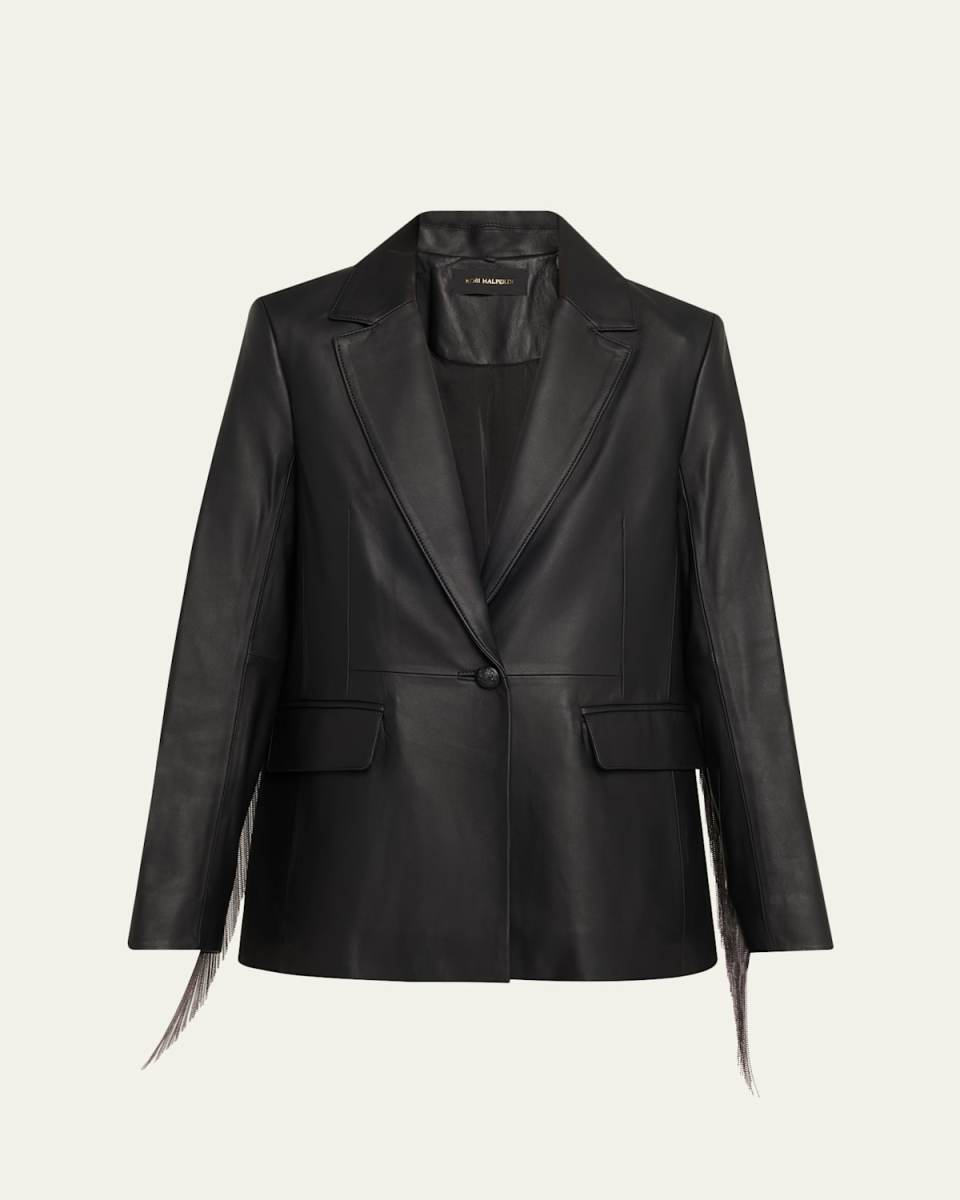 Blake Fringe-Trim Leather Jacket